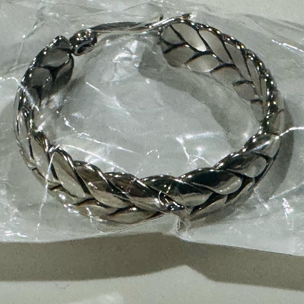 Ramla Silver Tone Braided Hoop Earrings NWOT